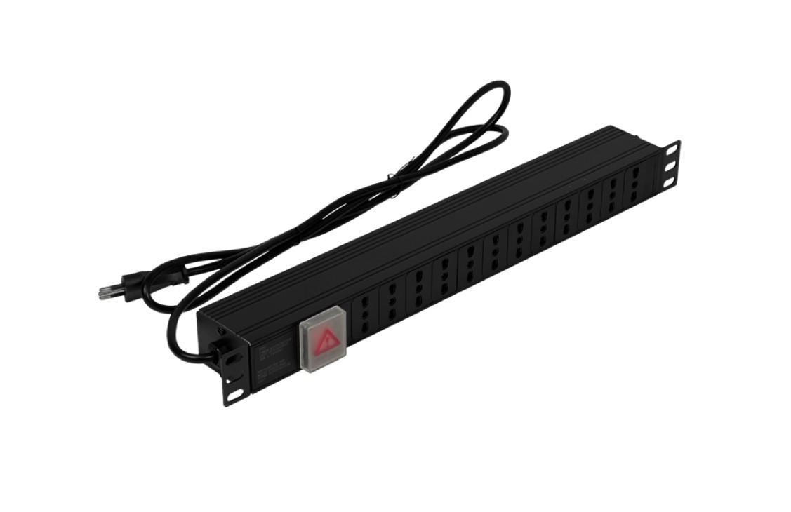 PDU Regleta 12-Hembra-Ch 10A Rack-1U Switch-Piloto Macho-Ch